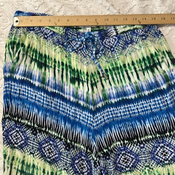 CHAUS Women's Palazzo Pants Blue Multi Pockets Wide Leg Elastic Waist Medium - Picture 5 of 6